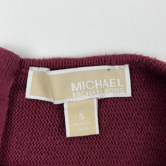 Michael Kors Burgundy Long Sleeve Top with Gold Zipper at Back - Picture 4 of 9